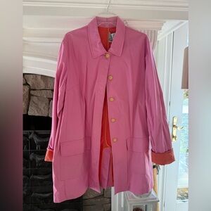 Lilly Pulitzer Pink Trench Coat with Orange Lining